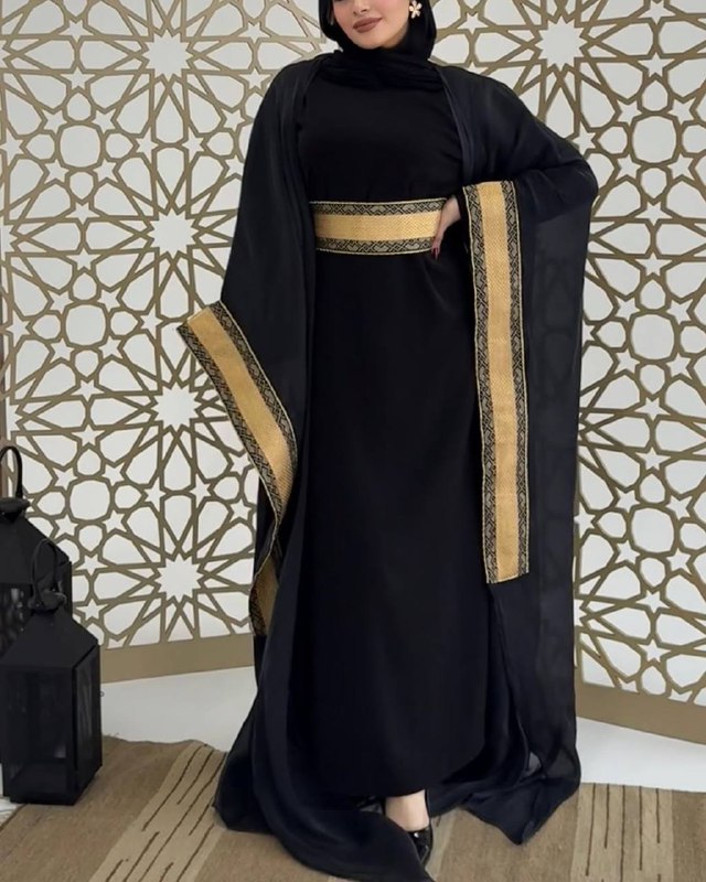 Gold Band Kaftan Set